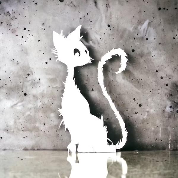 Katt Dekoration Älska Plåt White