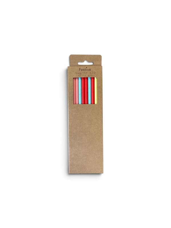 Papperssugrör Pastellmix 20-pack 20 cm FSC – Festive multifärg