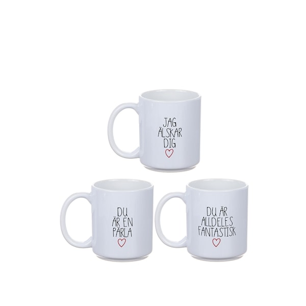 Mugg Kärlek  - 3 olika texter White Älskar dig