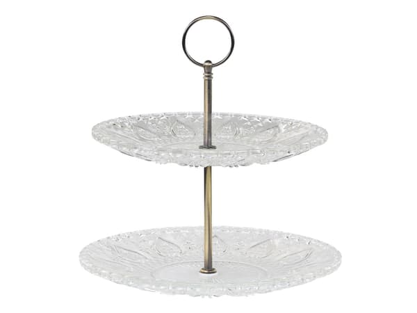 Kakfat 2-våningar Glas Chic Antique Crystal