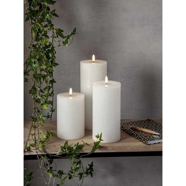 Blockljus Flamme Flow Big LED 22,5 cm White