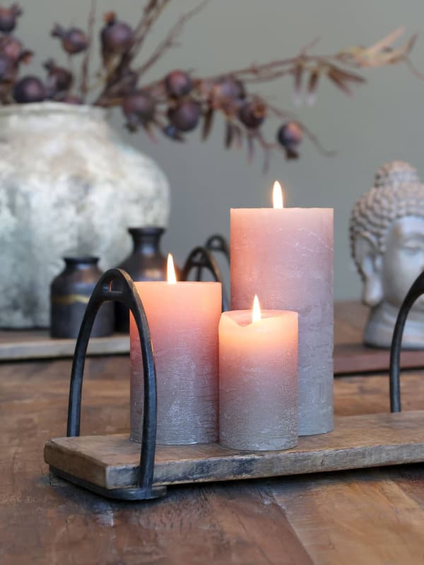 Brickor i återvunnet trä med stigbyglar 3-set | Chic Antique Brun