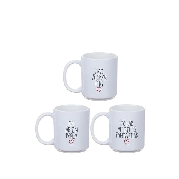 Mugg Kärlek - 3 olika texter White Du är en pärla
