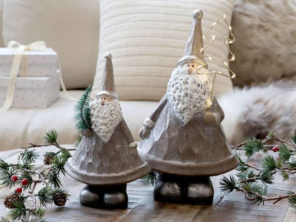 Julemand med LED-ljus 2-pack - Chic Antique Grey