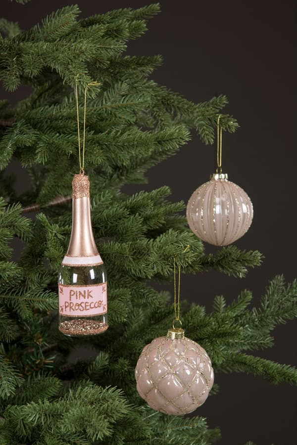 Hänge Proseccoflaska Rosa Glitter 2 pack Pink