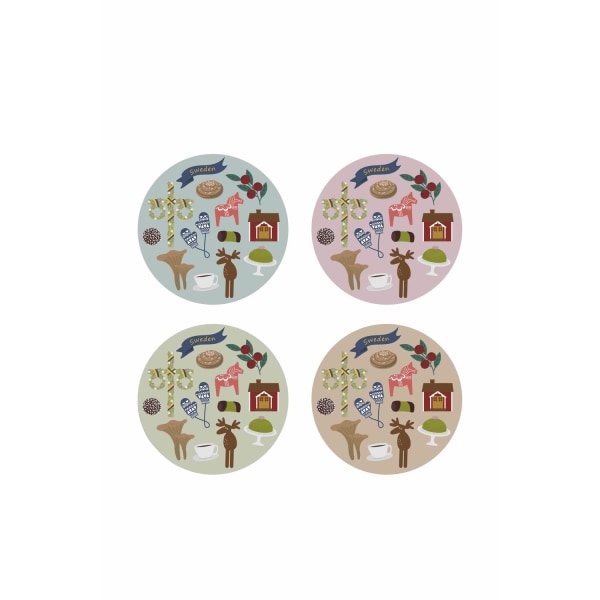 Glasunderlägg Like a Swede 4-pack Multicolor