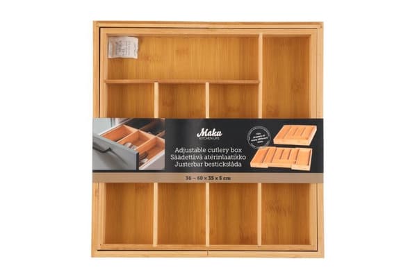 Justerbar Besticklåda i Bambu 36–60 cm – Smart Förvaring | Maku Natur