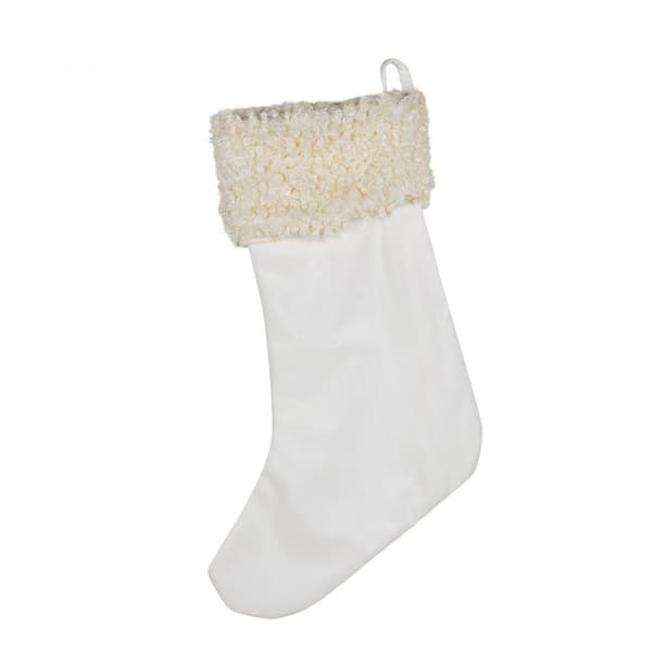 Julstrumpa m fuskpäls grå 50 cm Bone white