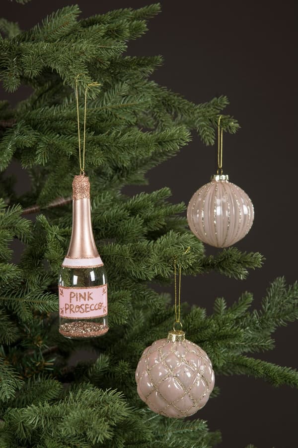 Hänge Proseccoflaska Rosa Glitter 2 pack Rosa