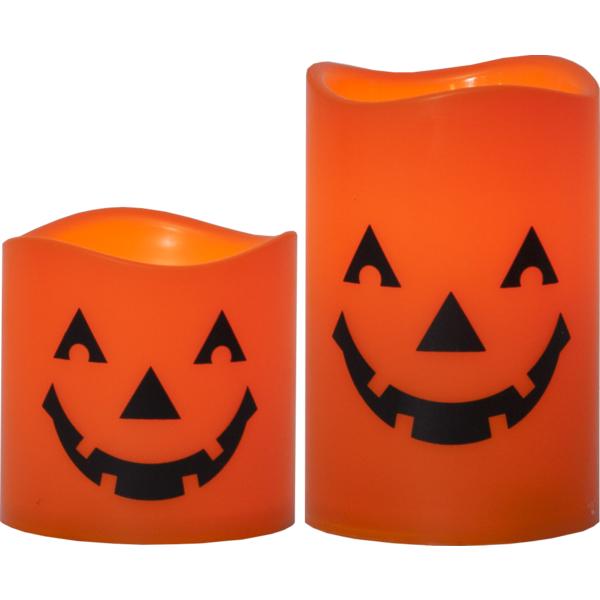 Hallowen LED Blockljus 2-PACK Orange 2-pack
