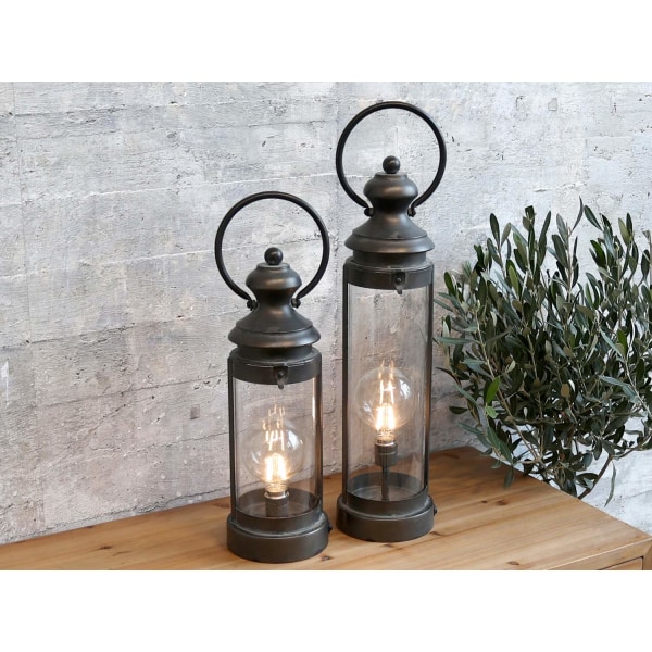 Fransk Stall lampa m timer Chic Antique Grey Höjd 53 cm