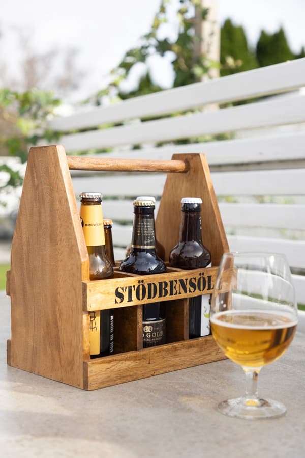 Trälåda "Stödbensöl" med kapsylöppnare Tree