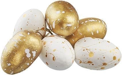 Stänk miniägg 6 st 4cm Vit/guld Cult Design Guld