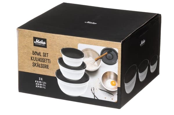 Skålset med lock 3 st – Rostfritt Stål | Maku Kitchen Life Silver