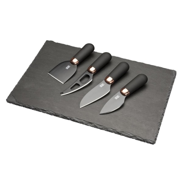 Ostesæt 4 knive med granitbakke Taylors Black Koppar & Svart