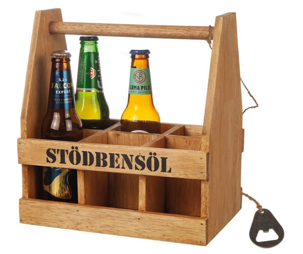 Trälåda "Stödbensöl" med kapsylöppnare Tree
