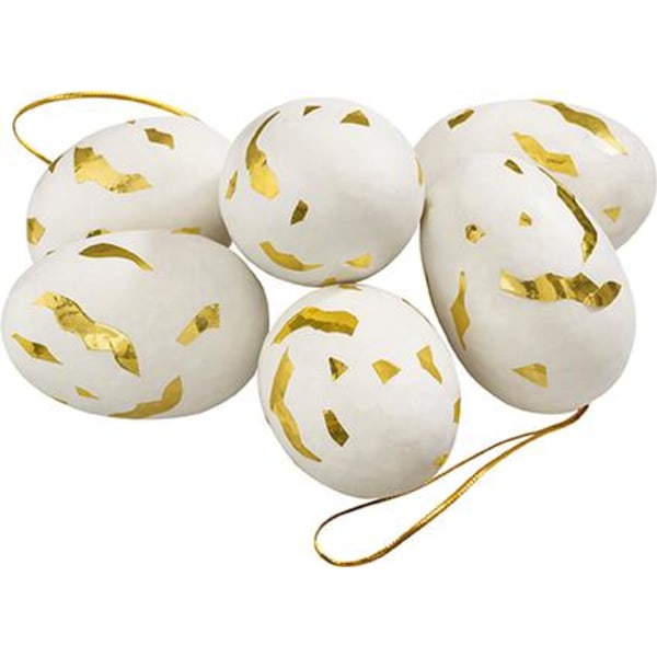 Påskägg Hanging Goldie 6 pack Vit/guld Cult Design White