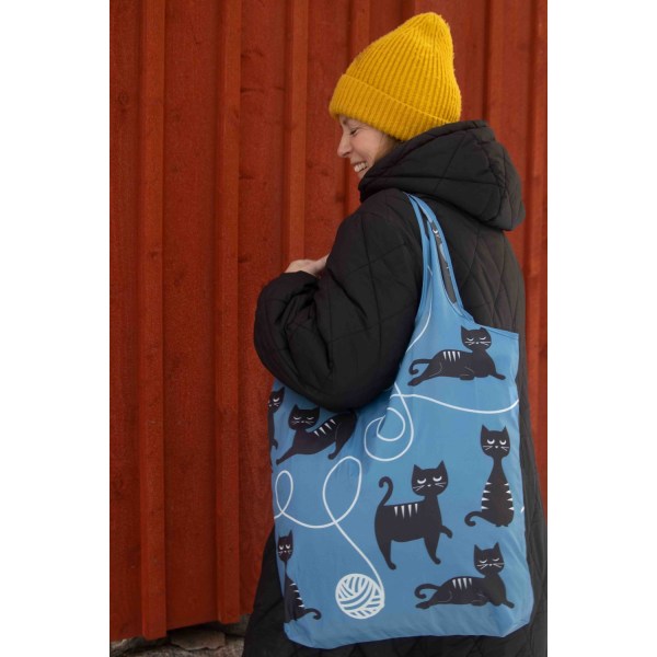 Shopping bag / väska Katt familj Blå one size