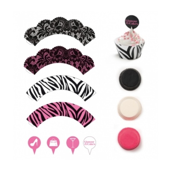 Cupcake Wrappers & Toppers Glamour Black Glamour