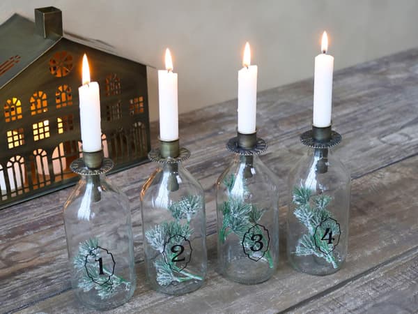 Adventsflaskor m ljushållare 4 st Chic Antique Transparent