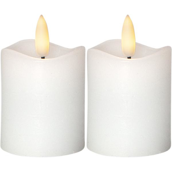Blockljus 2 -pack Flamme LED m timer, vita White