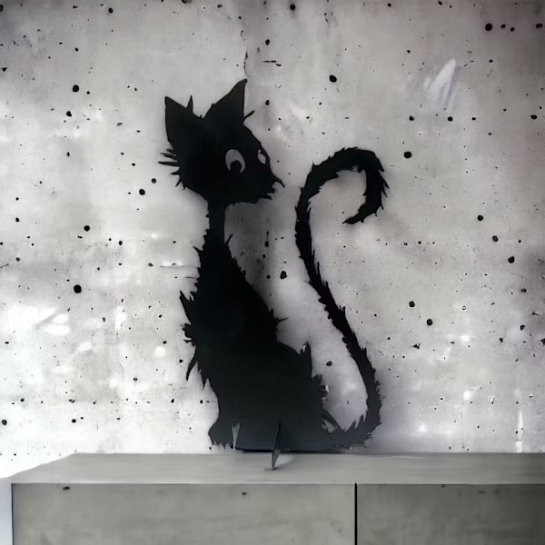 Katt Dekoration Älska Plåt White