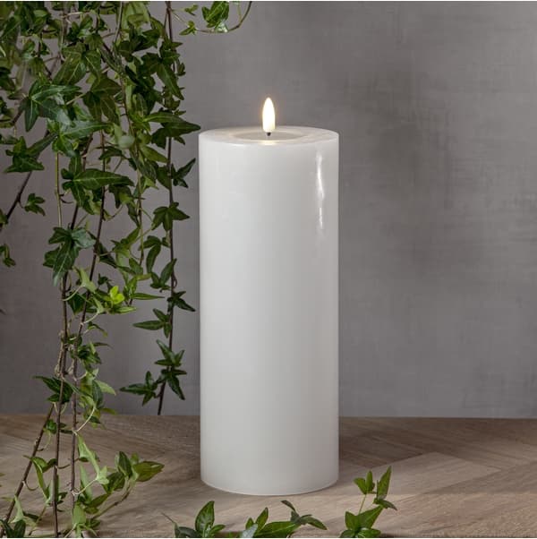 Blockljus Flamme Flow Big LED 27,5 cm Vit