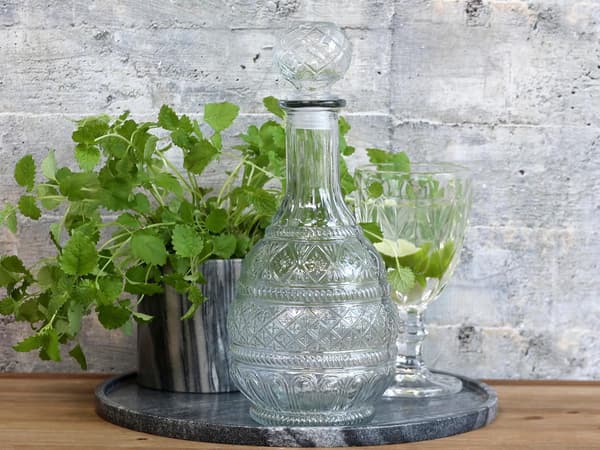 Karaff m mönster H28/Ø12 cm klar Chic Antique Transparent