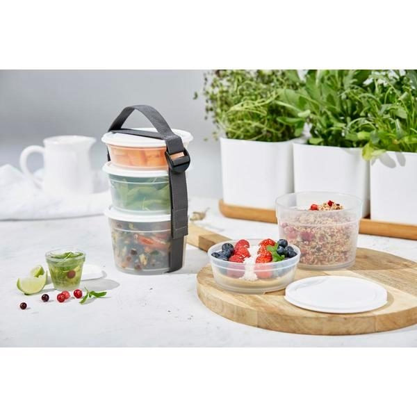 Matförvaring/burk 0,6L rund 2-pack Smartstore grå