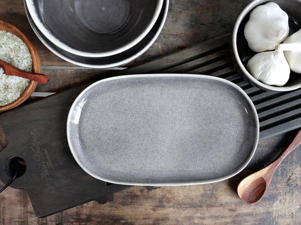 Calais Fat avlångt 25x15 cm Grå 4-pack Chic Antique grå