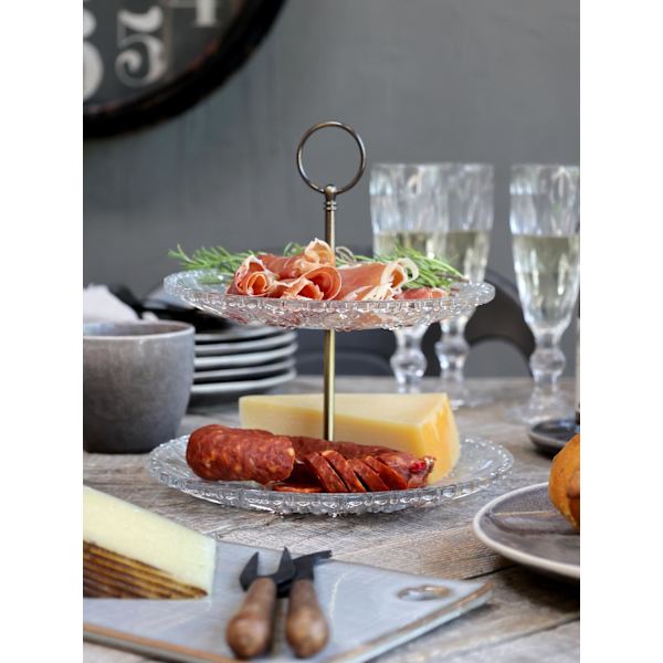 Kakfat 2-våningar Glas Chic Antique Kristall