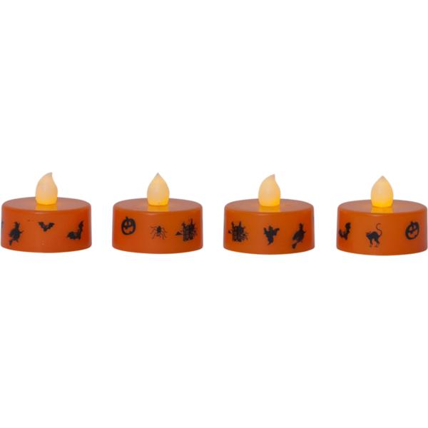 Halloween fyrfadslys 4-pak LED Orange