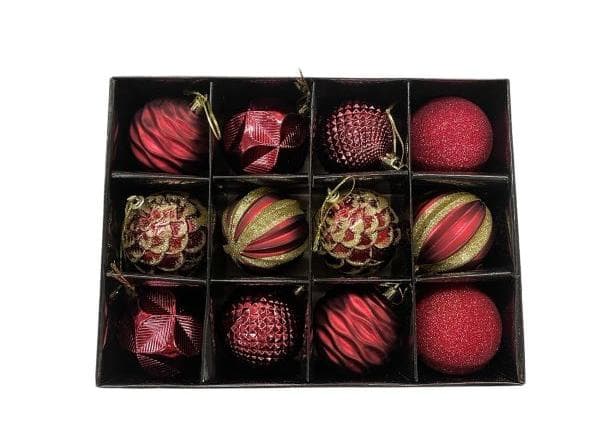 Julgranskulor 12 pack 6cm Röda Röd