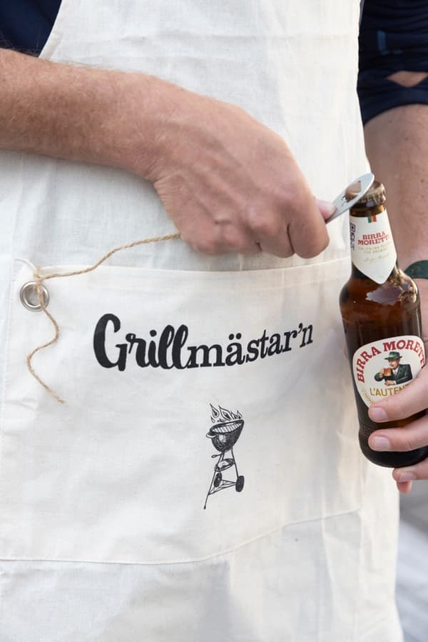 Förkläde/ krögarförkläde Grillmästarn m öppnare bomull Natur