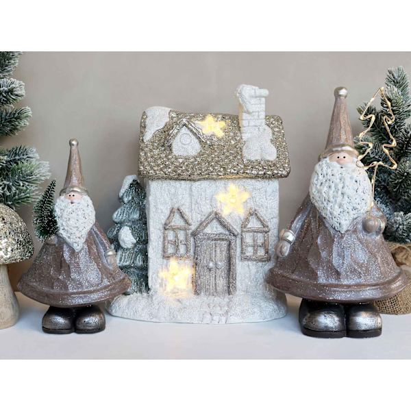 Julemand med LED-ljus 2-pack - Chic Antique grå