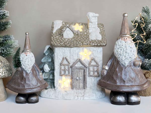 Julemand med LED-ljus 2-pack - Chic Antique Grey