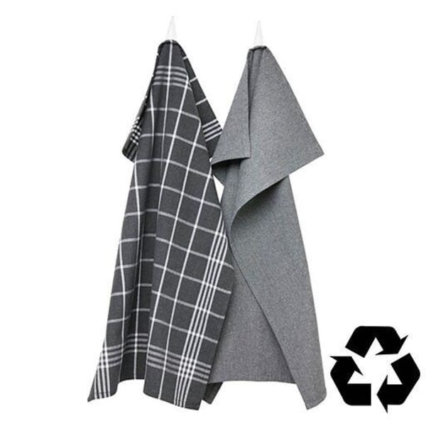 Køkkenhåndklæde 2-pak genbrugt efter behag Dark grey