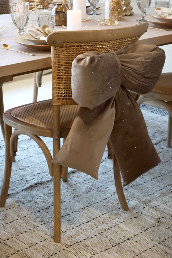 Stor Dekorationsrosett i Sammet med Glitter Mocca 50x40 cm – Chic Antique Brun