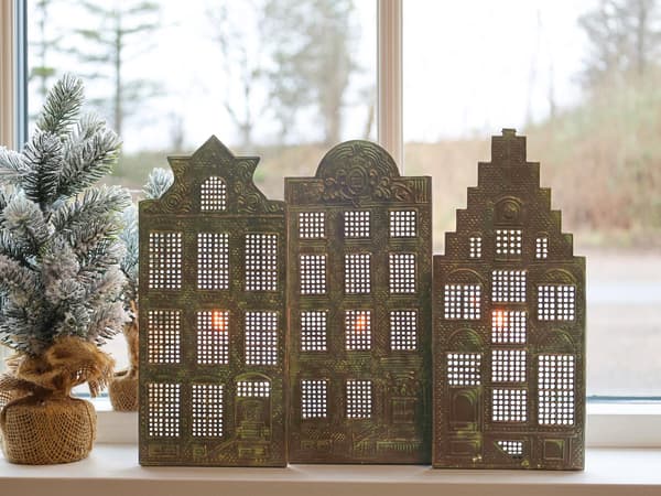 Ljushållarset Hus set/3 Antik mässing Chic Antique Antik mässing