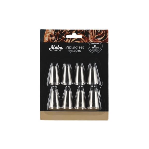Spritsset med stora munstycken 8 st | Maku Kitchen Life Silver