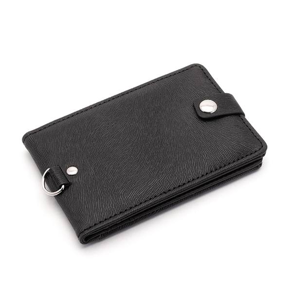 Sammenleggbar solid ID-holder / kortholder + lang stropp - Velg farge Black