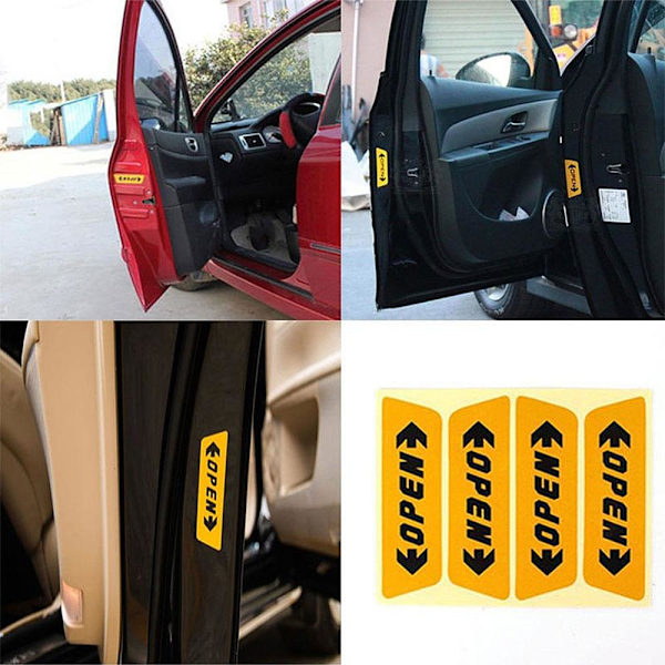 Reflex-sticker "OPEN DOOR" för bildörr 4-pack Gul