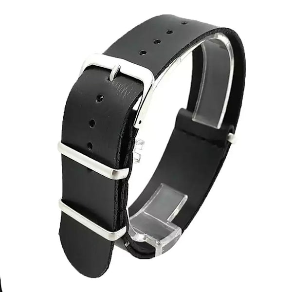 Kellohihna Natonauha keinonahkaa 20 mm - Valitse väri Black