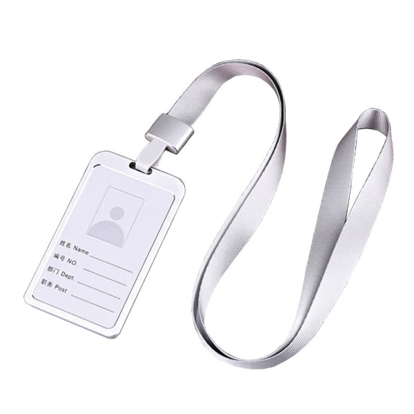 ID-hållare Korthållare i METALL Passerkort / ID-kort m rem Silver