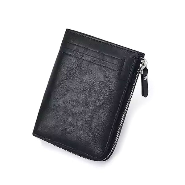 Smart lommebok med glidelås + myntrom - Velg farge Black