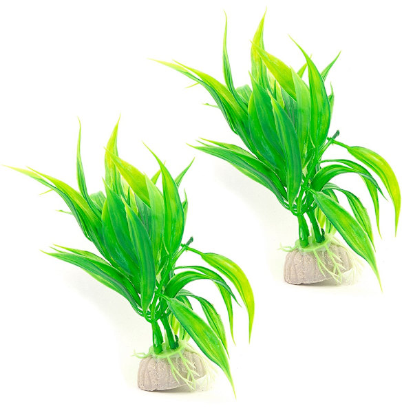 2-pack Akvarieväxt / inredning akvarium - Buskiga Blad Grön Green