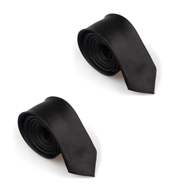 2-pak Smal / slank moderne slips - sort Black