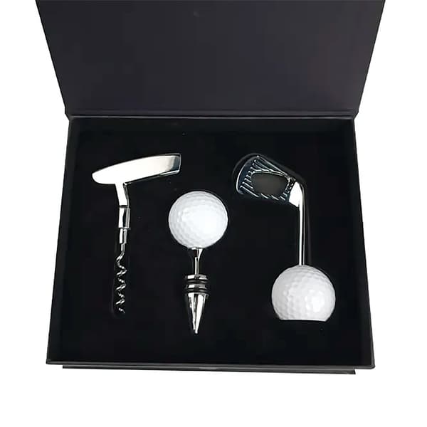 Presentbox Golftema SET 3 delar Korkskruv Vinkork Flasköppnare