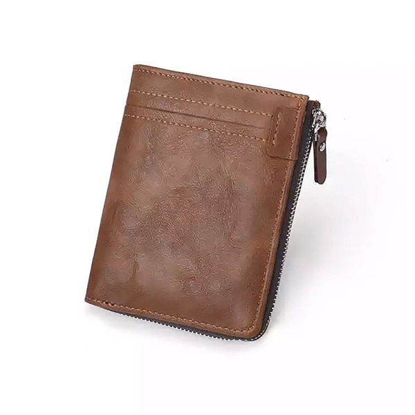 Smart lommebok med glidelås + myntrom - Velg farge Brown