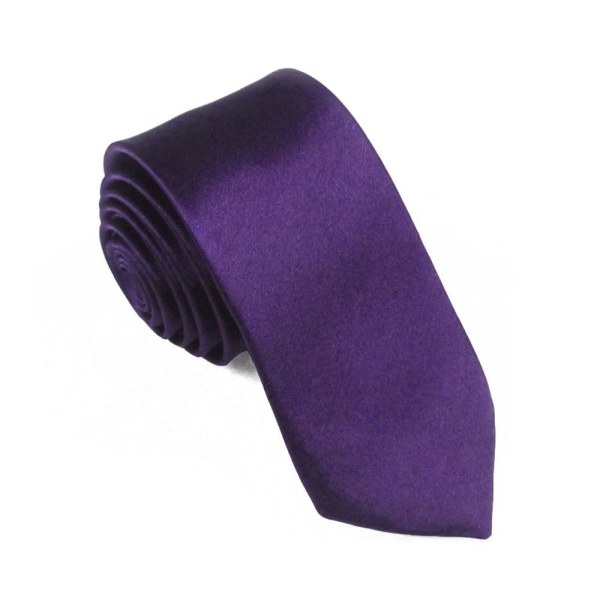 Ohut / ohut yksivärinen solmio - Eri värejä Dark purple